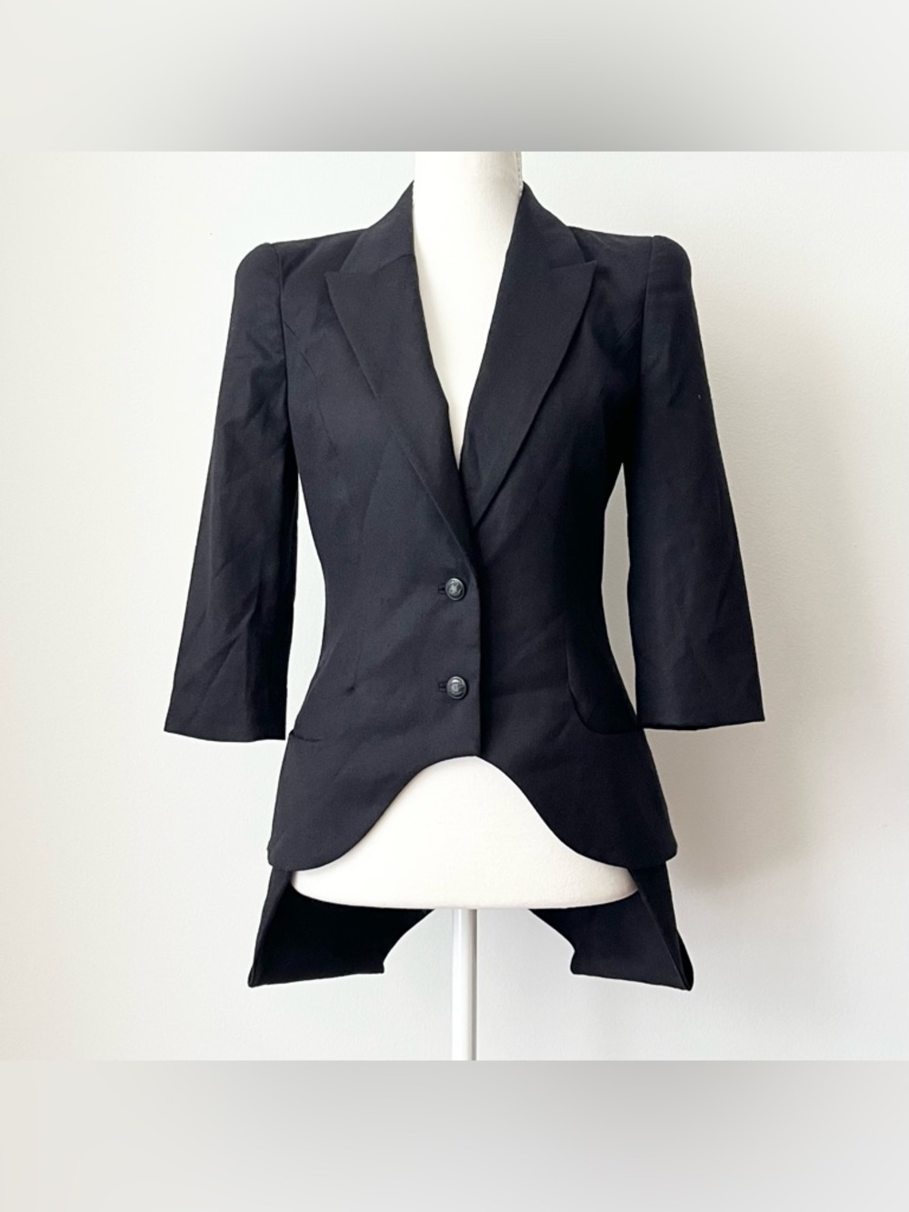 Bird by Juicy Couture Women's Black Wool Blazer XS Avant Garde Minimalist Gothic